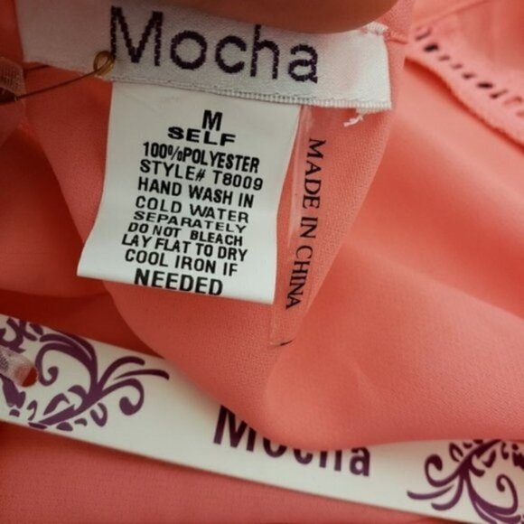 ☀ Mocha Long Sleeve Lace Up Neck Blouse Sz Medium - Picture 5 of 7